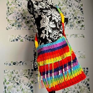 Hippie crochet crossbody bag